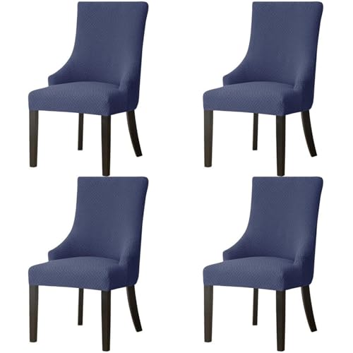 Hueborne 2 Stück Ohrensessel-Bezüge aus Polyester-Spandex, Stretch, Schonbezug for Esszimmer-Akzentstühle, wiederverwendbar, Sesselschutz for Wohnzimmer und Schlafzimmer(Navy,4 Pcs) von Hueborne