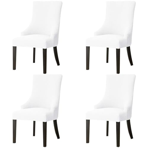 Hueborne 2 Stück Ohrensessel-Bezüge aus Polyester-Spandex, Stretch, Schonbezug for Esszimmer-Akzentstühle, wiederverwendbar, Sesselschutz for Wohnzimmer und Schlafzimmer(White,4 Pcs) von Hueborne