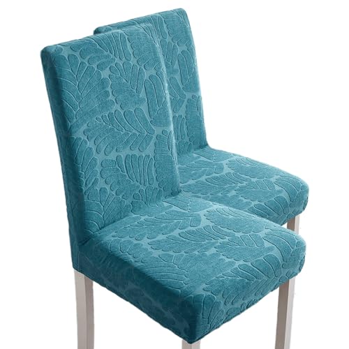 Hueborne 2 Stück Schonbezüge for Esszimmerstühle, Stretch-Jacquard-Sitzbezüge for Parson-Stühle – Waschbare, Abnehmbare Schonbezüge for Esszimmer, Küche, Bankett (Beige)(Canal Blue) von Hueborne