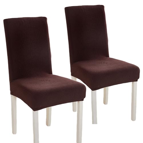 Hueborne 2 Stück Stuhlhussen for Esszimmerstühle, Waschbare Stretch-Jacquard-Stuhlhussen for Hotelbankettrestaurants(Dark Brown) von Hueborne