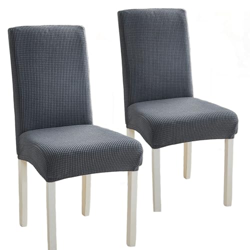 Hueborne 2 Stück Stuhlhussen for Esszimmerstühle, Waschbare Stretch-Jacquard-Stuhlhussen for Hotelbankettrestaurants(Gray) von Hueborne