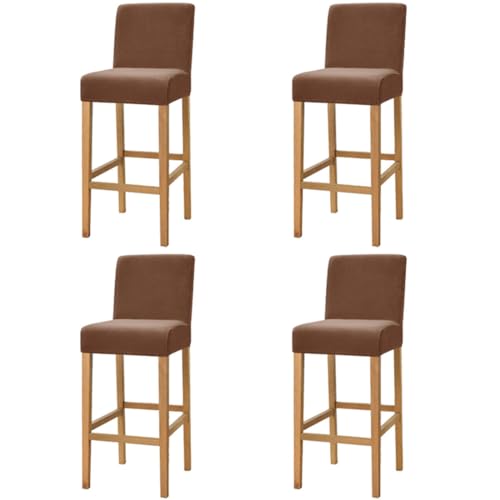 Hueborne 4 Stück Jacquard-Barhocker-Stuhlhussen Mit Rückenlehne – Stretch-Schonbezüge for Quadratische Esszimmerstühle for Küchen-, Esszimmer- Und Cafémöbel(Coffee) von Hueborne