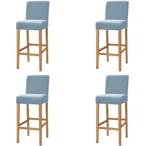 Hueborne 4 Stück Jacquard-Barhocker-Stuhlhussen Mit Rückenlehne – Stretch-Schonbezüge for Quadratische Esszimmerstühle for Küchen-, Esszimmer- Und Cafémöbel(Gray Blue) von Hueborne