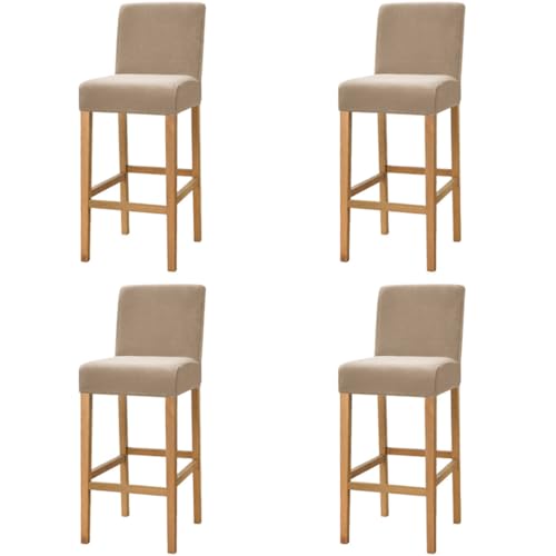 Hueborne 4 Stück Jacquard-Barhocker-Stuhlhussen Mit Rückenlehne – Stretch-Schonbezüge for Quadratische Esszimmerstühle for Küchen-, Esszimmer- Und Cafémöbel(Khaki) von Hueborne