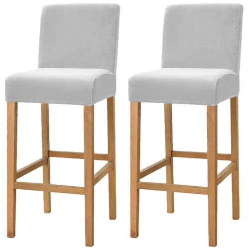 Hueborne 4 Stück Jacquard-Barhocker-Stuhlhussen Mit Rückenlehne – Stretch-Schonbezüge for Quadratische Esszimmerstühle for Küchen-, Esszimmer- Und Cafémöbel(Light Gray) von Hueborne