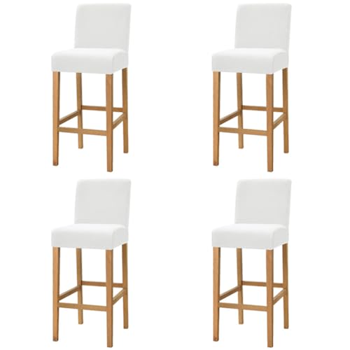 Hueborne 4 Stück Jacquard-Barhocker-Stuhlhussen Mit Rückenlehne – Stretch-Schonbezüge for Quadratische Esszimmerstühle for Küchen-, Esszimmer- Und Cafémöbel(White) von Hueborne