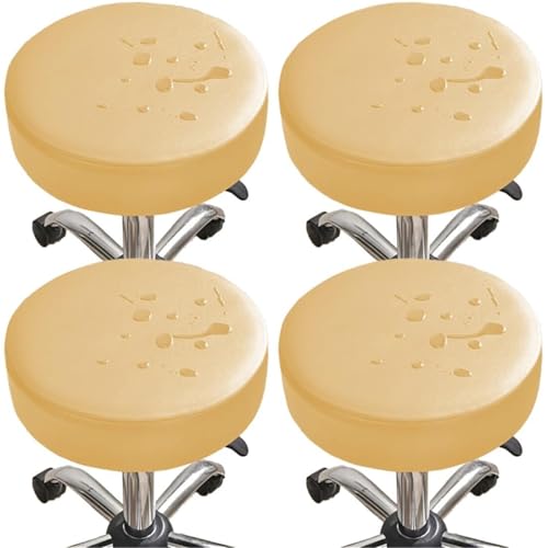 Hueborne 4 Stück Runde Barhockerbezüge Aus PU-Leder, wasserdichte Stretch-Sitzschoner, Staubdichte Bezüge for 12-15 Zoll Große Hocker, Möbel for Heimrestaurants(Yellow) von Hueborne