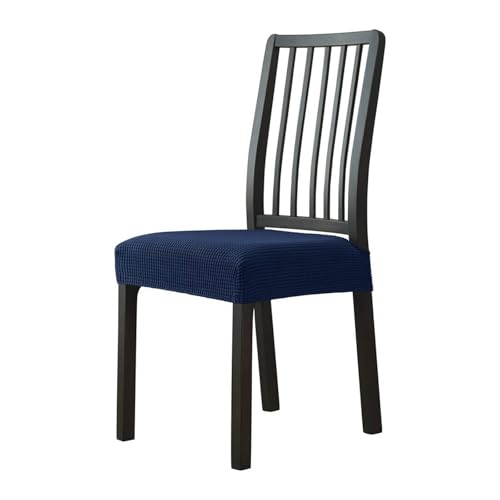 Hueborne 4 Stück Stretch-Stuhlsitzbezüge Aus Jacquard, Polyester-Spandex, rutschfeste Schonbezüge for Esszimmerstühle, Waschbarer Schutz for Wohnzimmer Und Schlafzimmer(Dark Blue,4 Pcs) von Hueborne