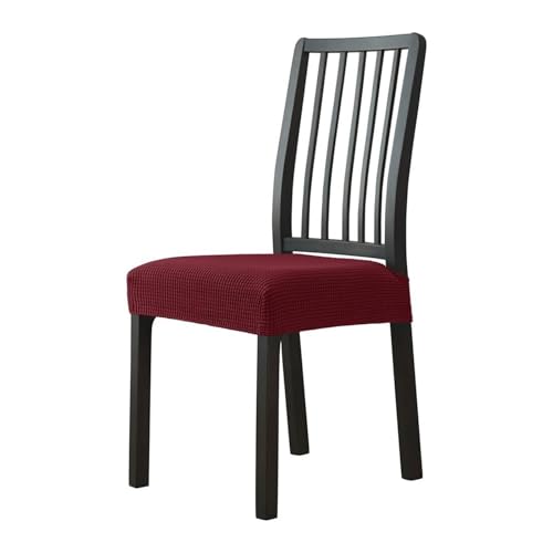 Hueborne 4 Stück Stretch-Stuhlsitzbezüge Aus Jacquard, Polyester-Spandex, rutschfeste Schonbezüge for Esszimmerstühle, Waschbarer Schutz for Wohnzimmer Und Schlafzimmer(Wine,2 Pcs) von Hueborne