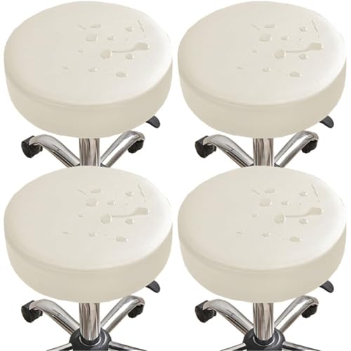 Hueborne 4 Stück Runde Barhockerbezüge Aus PU-Leder, wasserdichte Stretch-Sitzschoner, Staubdichte Bezüge for 12-15 Zoll Große Hocker, Möbel for Heimrestaurants(Beige01) von Hueborne