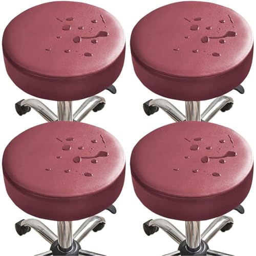 Hueborne 4 Stück Runde Barhockerbezüge Aus PU-Leder, wasserdichte Stretch-Sitzschoner, Staubdichte Bezüge for 12-15 Zoll Große Hocker, Möbel for Heimrestaurants(Wine) von Hueborne