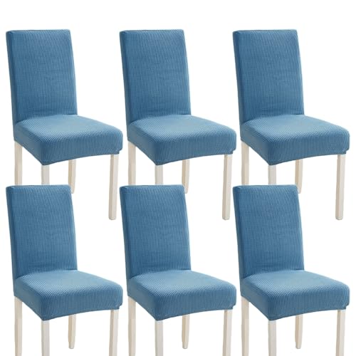 Hueborne 6 Stück Dehnbare Stuhlhussen for Parson-Stuhl for Esszimmer, Dunkelblaue Schutzhüllen for Partys, Bankette, Hotels, Hochzeitsveranstaltungen(Dark Blue) von Hueborne