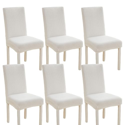 Hueborne 6 Stück Dehnbare Stuhlhussen for Parson-Stuhl for Esszimmer, Dunkelblaue Schutzhüllen for Partys, Bankette, Hotels, Hochzeitsveranstaltungen(White) von Hueborne