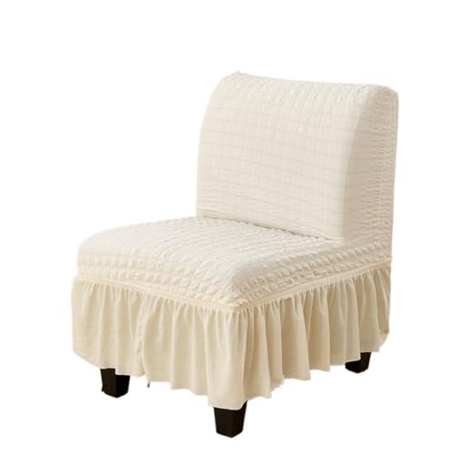 Hueborne Armlehnstuhlhusse Mit Rüschenbesatz, Polsterstuhlhusse, Stretchhusse for Wohnzimmer, Cafés Und Hotels - Knitterfreier Möbelschutz(Beige) von Hueborne