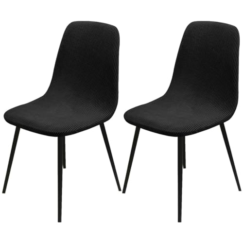 Hueborne Dehnbare Jacquard-Schonbezüge for Esszimmerstühle, 2er-Pack Armlose Schalenbezüge (Sitztiefe 16-20 Zoll), 85% Polyester, 15% Elastan, Universelle Passform(Black) von Hueborne
