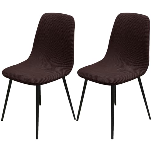 Hueborne Dehnbare Jacquard-Schonbezüge for Esszimmerstühle, 2er-Pack Armlose Schalenbezüge (Sitztiefe 16-20 Zoll), 85% Polyester, 15% Elastan, Universelle Passform(Coffee) von Hueborne