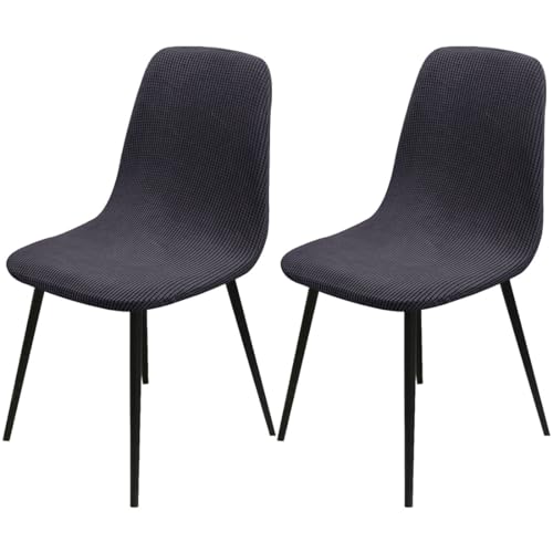 Hueborne Dehnbare Jacquard-Schonbezüge for Esszimmerstühle, 2er-Pack Armlose Schalenbezüge (Sitztiefe 16-20 Zoll), 85% Polyester, 15% Elastan, Universelle Passform(Dark Gray) von Hueborne