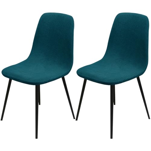 Hueborne Dehnbare Jacquard-Schonbezüge for Esszimmerstühle, 2er-Pack Armlose Schalenbezüge (Sitztiefe 16-20 Zoll), 85% Polyester, 15% Elastan, Universelle Passform(Dark Teal) von Hueborne