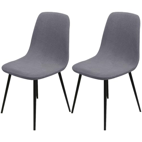Hueborne Dehnbare Jacquard-Schonbezüge for Esszimmerstühle, 2er-Pack Armlose Schalenbezüge (Sitztiefe 16-20 Zoll), 85% Polyester, 15% Elastan, Universelle Passform(Gray) von Hueborne