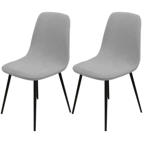 Hueborne Dehnbare Jacquard-Schonbezüge for Esszimmerstühle, 2er-Pack Armlose Schalenbezüge (Sitztiefe 16-20 Zoll), 85% Polyester, 15% Elastan, Universelle Passform(Light Gray) von Hueborne