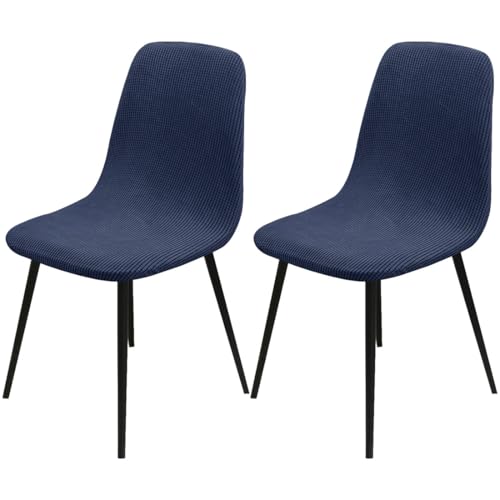 Hueborne Dehnbare Jacquard-Schonbezüge for Esszimmerstühle, 2er-Pack Armlose Schalenbezüge (Sitztiefe 16-20 Zoll), 85% Polyester, 15% Elastan, Universelle Passform(Navy) von Hueborne