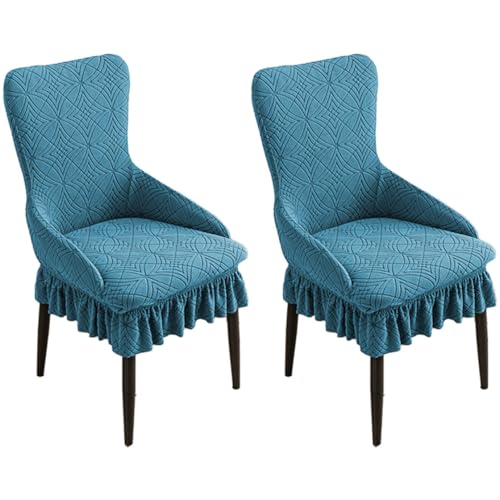 Hueborne Dehnbarer Ohrensessel-Schoner Mit Rock, for Hochzeiten/Bankette, 85% Polyester, 15% Spandex, Rutschfestes Design(A-Peacock Blue) von Hueborne