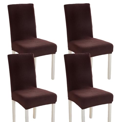 Hueborne Esszimmerstuhl-Schonbezüge, 4er-Set, Dehnbare, Waschbare Jacquard-Stuhlbezüge for Das Esszimmer(Dark Brown) von Hueborne