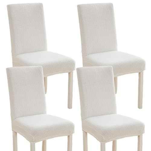 Hueborne Esszimmerstuhl-Schonbezüge, 4er-Set, Dehnbare, Waschbare Jacquard-Stuhlbezüge for Das Esszimmer(White) von Hueborne