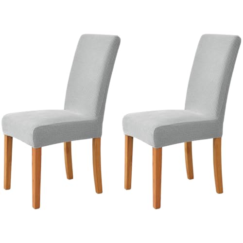 Hueborne Große Jacquard-Stuhlhussen for Parson-Stühle, Hochelastischer Stretch-Schonbezug for Stühle Mit Hoher Rückenlehne (Rückenhöhe 24–28 Zoll), Küchen-/Wohnzimmerdekor(Light Gray) von Hueborne