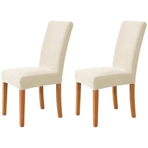 Hueborne Große Jacquard-Stuhlhussen for Parson-Stühle, Hochelastischer Stretch-Schonbezug for Stühle Mit Hoher Rückenlehne (Rückenhöhe 24–28 Zoll), Küchen-/Wohnzimmerdekor(Off White) von Hueborne