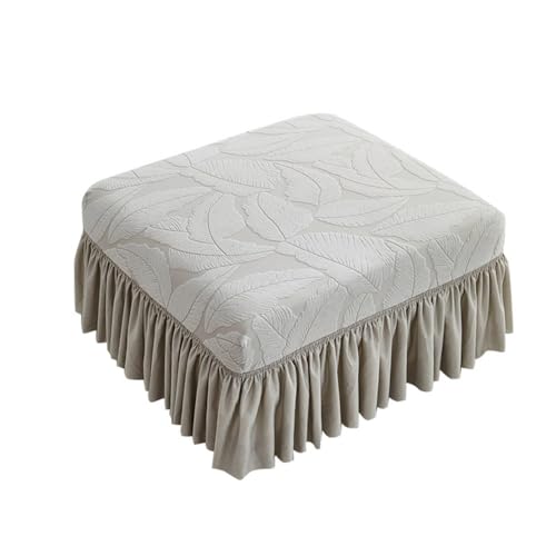 Hueborne Jacquard-Stretch-Sofabezug for Ottomane, Rechteckig, Mit Rüschenrock – Großer Schonbezug for Fußhocker Mit Blumenmuster, Weicher Möbelbezug Aus Spandex-Polyester for Das Wohnzimmer(A) von Hueborne
