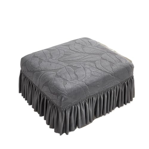 Hueborne Jacquard-Stretch-Sofabezug for Ottomane, Rechteckig, Mit Rüschenrock – Großer Schonbezug for Fußhocker Mit Blumenmuster, Weicher Möbelbezug Aus Spandex-Polyester for Das Wohnzimmer(B) von Hueborne