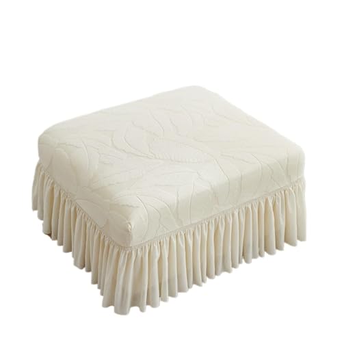 Hueborne Jacquard-Stretch-Sofabezug for Ottomane, Rechteckig, Mit Rüschenrock – Großer Schonbezug for Fußhocker Mit Blumenmuster, Weicher Möbelbezug Aus Spandex-Polyester for Das Wohnzimmer(C) von Hueborne