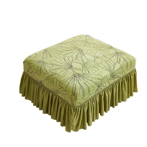 Hueborne Jacquard-Stretch-Sofabezug for Ottomane, Rechteckig, Mit Rüschenrock – Großer Schonbezug for Fußhocker Mit Blumenmuster, Weicher Möbelbezug Aus Spandex-Polyester for Das Wohnzimmer(H) von Hueborne