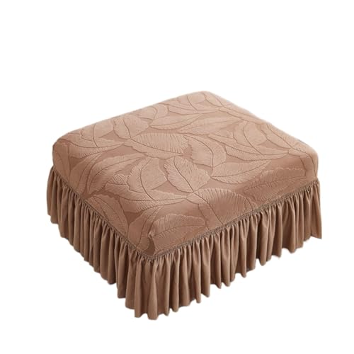 Hueborne Kaffeebraune, rechteckige Ottomanenbezüge mit Rüschenrock, Stretch-Fußhocker-Schonbezüge, modulare Sofa-Aufbewahrungs-Fußstützen-Schutzhüllen(Coffee,2 Pack) von Hueborne