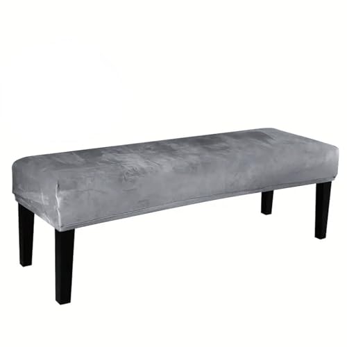 Hueborne Klavierbankbezug Aus Samt – Stretch-Esszimmerbank-Schonbezug, Weicher, Elastischer Sitzschutz for Lange Bänke Und Wohnzimmer(Light Grey) von Hueborne