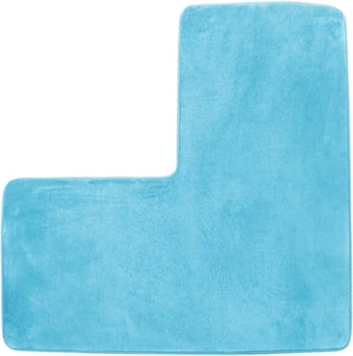 Hueborne L-förmiger Bodenteppich – Eckmatte Aus Memory-Schaum Mit Rutschfester Unterseite, Weiches, Saugfähiges Dekor for Badezimmer, Nacht- Und Wohnbereiche(Lake Blue) von Hueborne