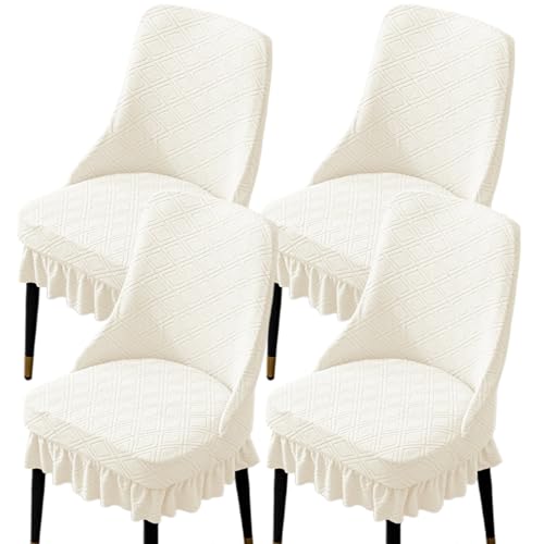 Hueborne Ohrensessel-Bezüge (4er-Set) Wiederverwendbare elastische Schutzhülle for Esszimmer(White) von Hueborne