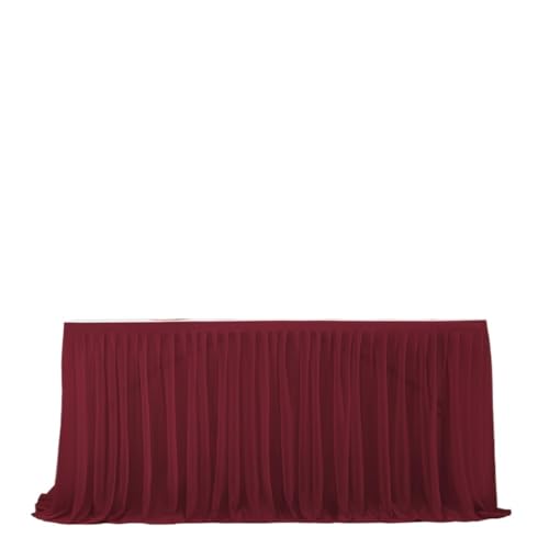 Hueborne Pearl Chiffon-Tischrock for Hochzeits-Desserttische, Erhältlich In Den Größen 6 Und 9 Fuß, Perfekt for Geburtstagsfeiern(Burgundy,9feet) von Hueborne