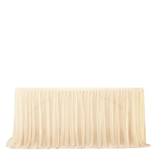 Hueborne Pearl Chiffon-Tischrock for Hochzeits-Desserttische, Erhältlich In Den Größen 6 Und 9 Fuß, Perfekt for Geburtstagsfeiern(Champagne,9feet) von Hueborne
