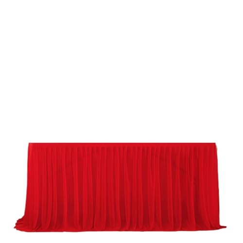 Hueborne Pearl Chiffon-Tischrock for Hochzeits-Desserttische, Erhältlich In Den Größen 6 Und 9 Fuß, Perfekt for Geburtstagsfeiern(Red,6feet) von Hueborne