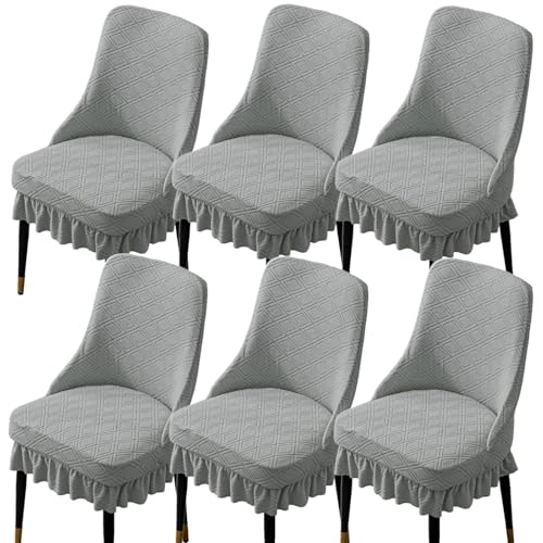 Hueborne Stretch-Bezüge for Ohrensessel, 6er-Set, Waschbare Schonbezüge Mit Rautenmuster Und Überhängenden Röcken for Schräge Sessel(Gray) von Hueborne
