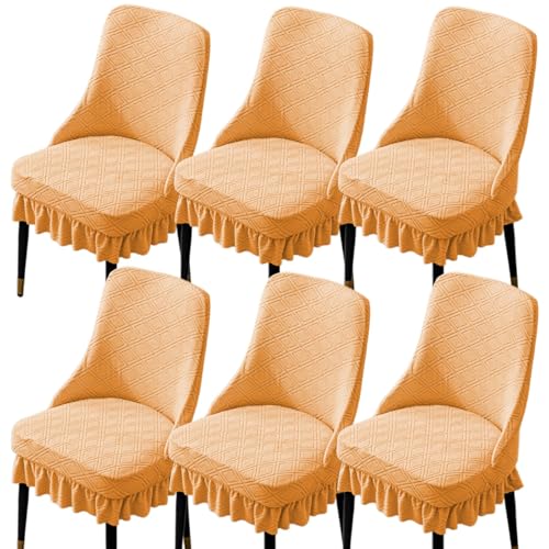 Hueborne Stretch-Bezüge for Ohrensessel, 6er-Set, Waschbare Schonbezüge Mit Rautenmuster Und Überhängenden Röcken for Schräge Sessel(Orange) von Hueborne
