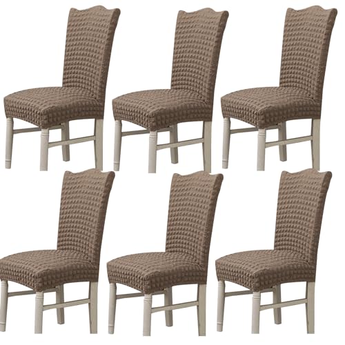 Hueborne Stretch-Esszimmerstuhlbezug, Anti-Falten-Bankettstuhlbezug, Waschbarer Möbelschutz for Stühle Ohne Armlehnen(Egyptian Grey,Set of 6) von Hueborne