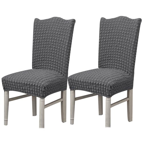 Hueborne Stretch-Esszimmerstuhlbezug, Anti-Falten-Bankettstuhlbezug, Waschbarer Möbelschutz for Stühle Ohne Armlehnen(Gray,Set of 2) von Hueborne