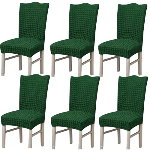 Hueborne Stretch-Esszimmerstuhlbezug, Anti-Falten-Bankettstuhlbezug, Waschbarer Möbelschutz for Stühle Ohne Armlehnen(Green,Set of 6) von Hueborne