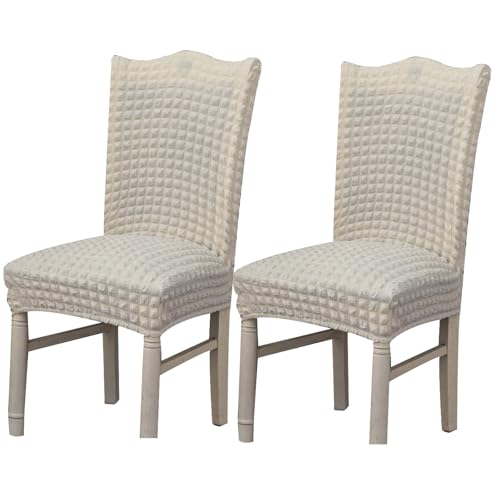Hueborne Stretch-Esszimmerstuhlbezug, Anti-Falten-Bankettstuhlbezug, Waschbarer Möbelschutz for Stühle Ohne Armlehnen(White,Set of 2) von Hueborne