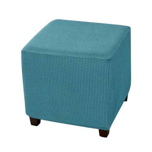 Hueborne Stretch-Jacquard-Bezug for Ottomane, Quadratisch, Mit Elastischer Unterseite, Aufbewahrung, Fußstütze, Schonbezug, 33–45,7 cm, Fußhocker-Schutz(Dusty Blue) von Hueborne