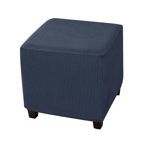 Hueborne Stretch-Jacquard-Bezug for Ottomane, Quadratisch, Mit Elastischer Unterseite, Aufbewahrung, Fußstütze, Schonbezug, 33–45,7 cm, Fußhocker-Schutz(Navy) von Hueborne