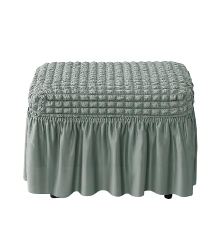 Hueborne Stretch-Ottoman-Bezug, Rechteckig, Mit Rüschenrock – Weicher Spandex-Polyester-Stoff, Knitterfreier Schonbezug for Wohnzimmermöbel(Cyan) von Hueborne